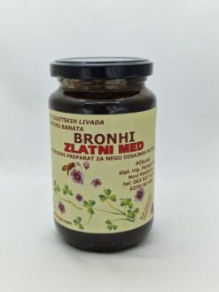Bronhi Zlatni Med u staklenoj tegli, prirodni preparat za disajne puteve
